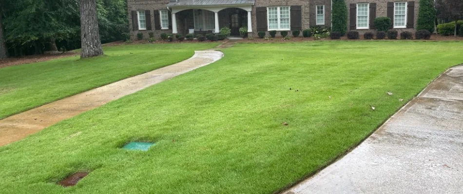 Green, weed-free lawn in Columbus, GA.