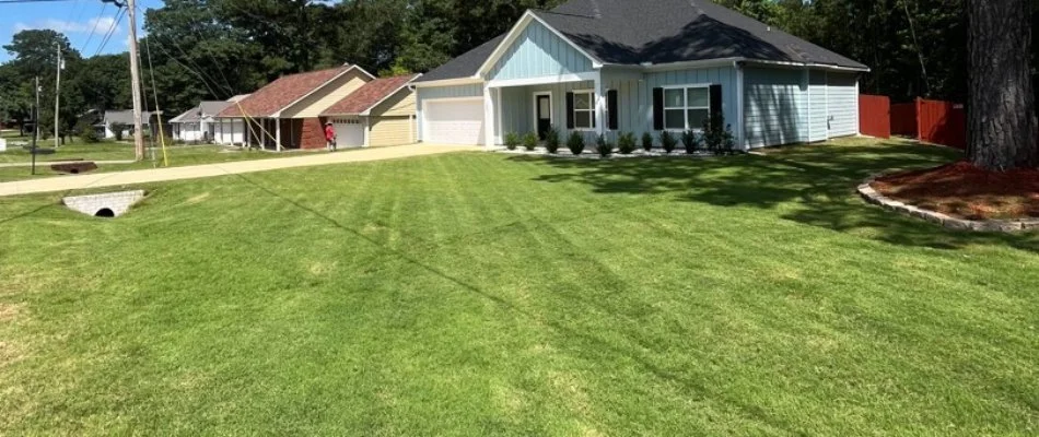 Healthy, fertilized lawn on a property in Ellerslie, GA.