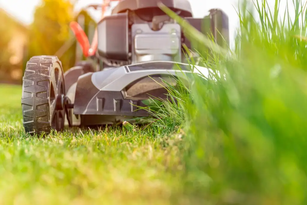 Mowing a lawn