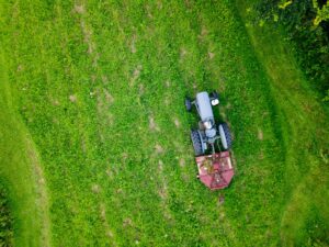 Mowing a lawn