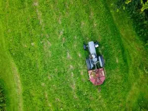 Mowing a lawn
